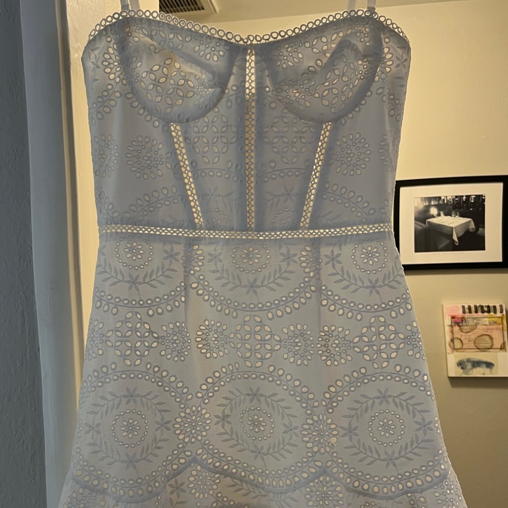 JONATHAN SIMKHAI WHITE EYELET MINI-DRESS - SZ US 6